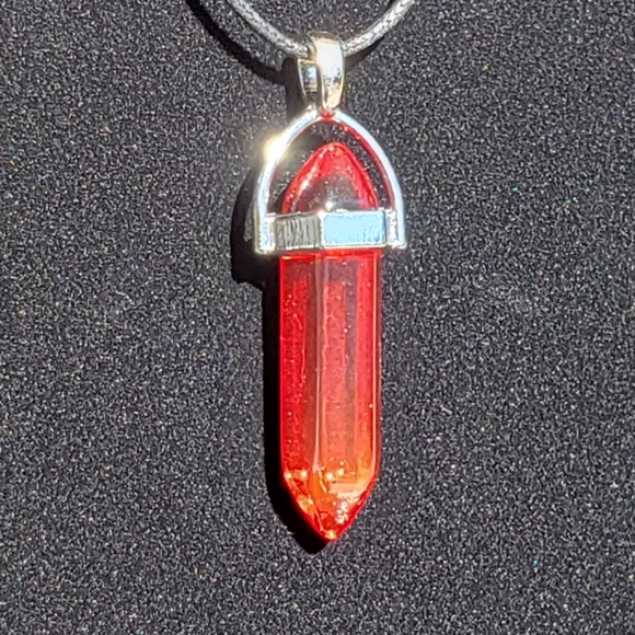 Corded Crystal Shape Pendant Necklace Handmade - Picture 2 of 3